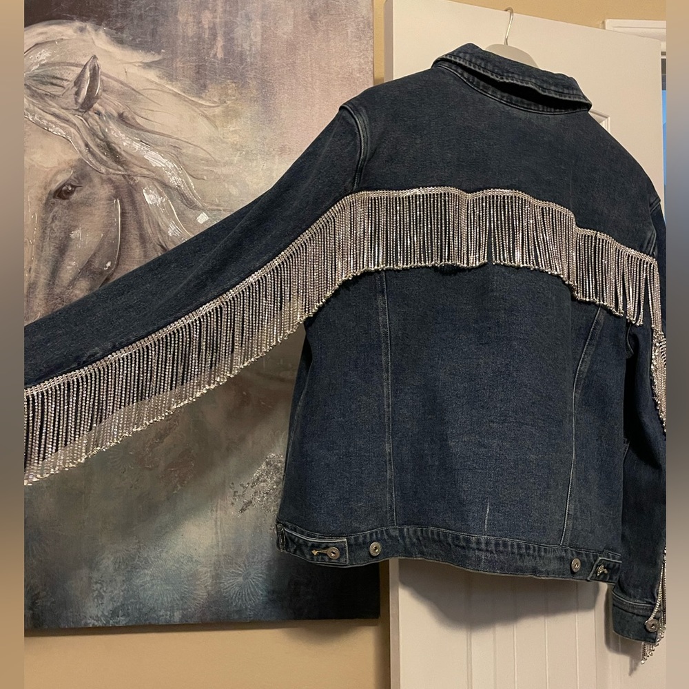 Brand New Denim Fringe Jacket XL